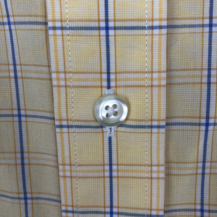 Brooks Brothers 346 short sleeve button down check shirt, men's size L cotton yellow type Vintage Second Hand