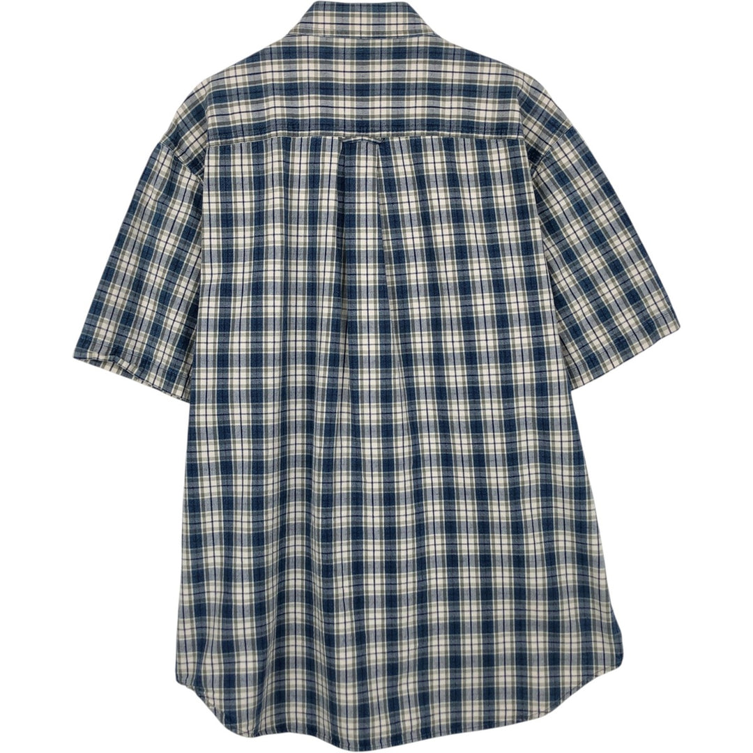 Eddie Bauer Short-Sleeve Cotton Check Shirt, Men's Size M (approx.) cotton blue type Vintage Second Hand