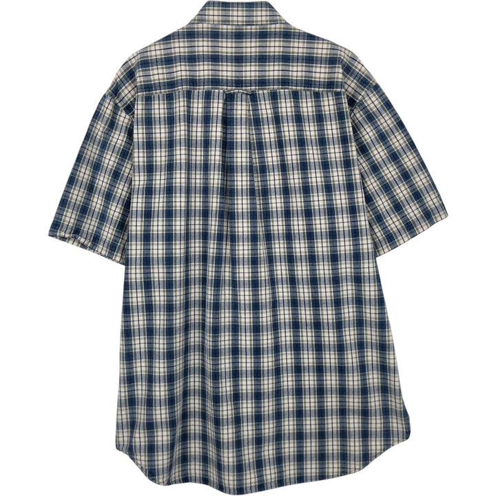 Eddie Bauer Short-Sleeve Cotton Check Shirt, Men's Size M (approx.) cotton blue type Vintage Second Hand