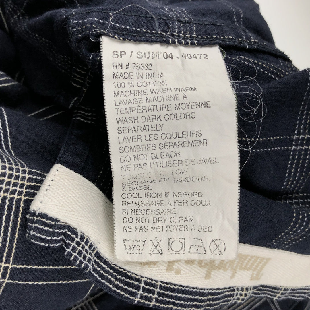 90s~00'S Timberland Short Sleeve Cotton Check Shirt Box Shirt Men's L Size Vintage cotton navy blue type Vintage Second Hand