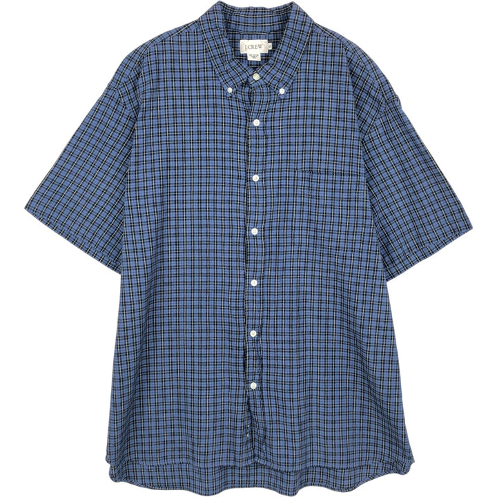 J.Crew Short-Sleeve Button-Down Check Shirt, Men's Size XL (approx.) cotton blue type Vintage Second Hand