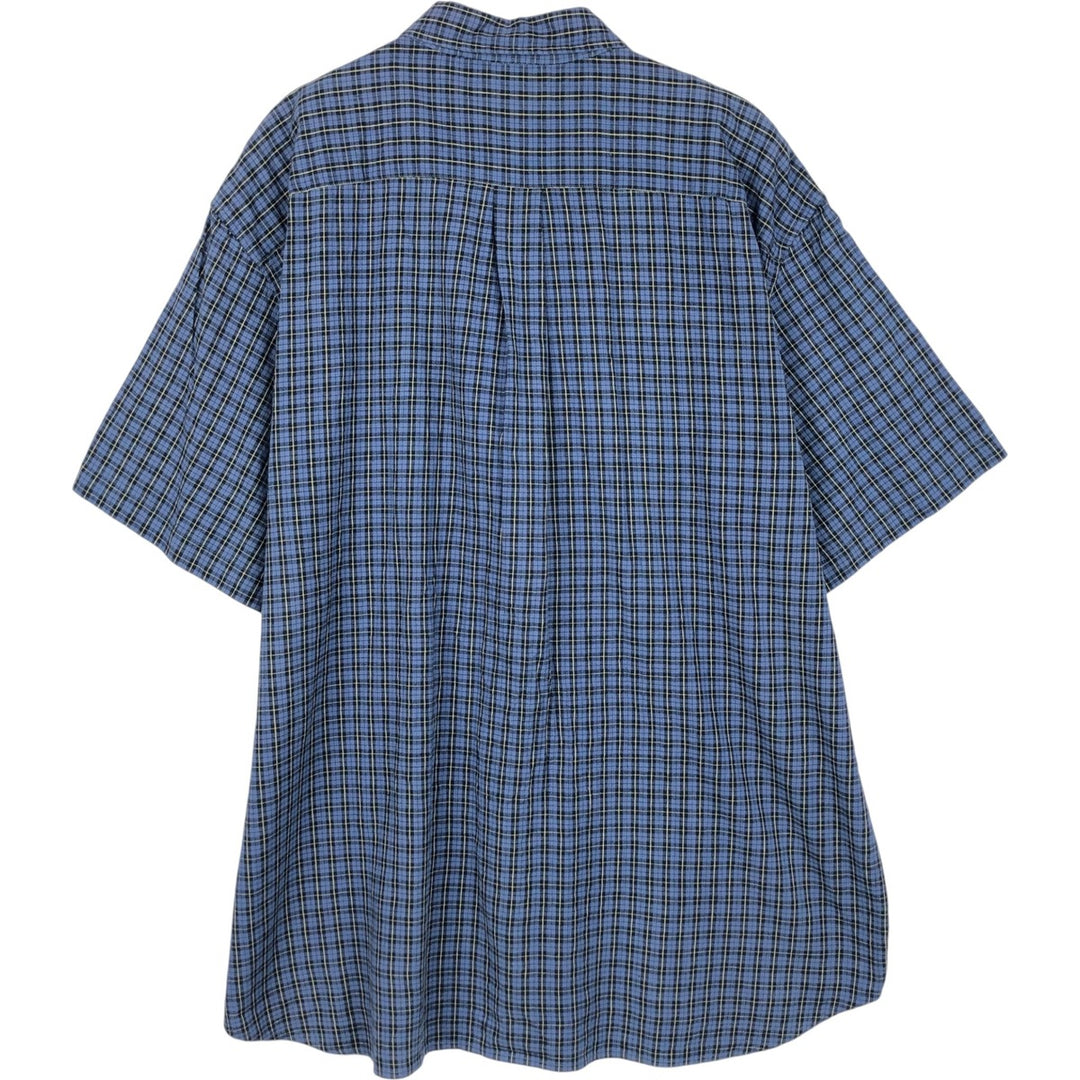 J.Crew Short-Sleeve Button-Down Check Shirt, Men's Size XL (approx.) cotton blue type Vintage Second Hand