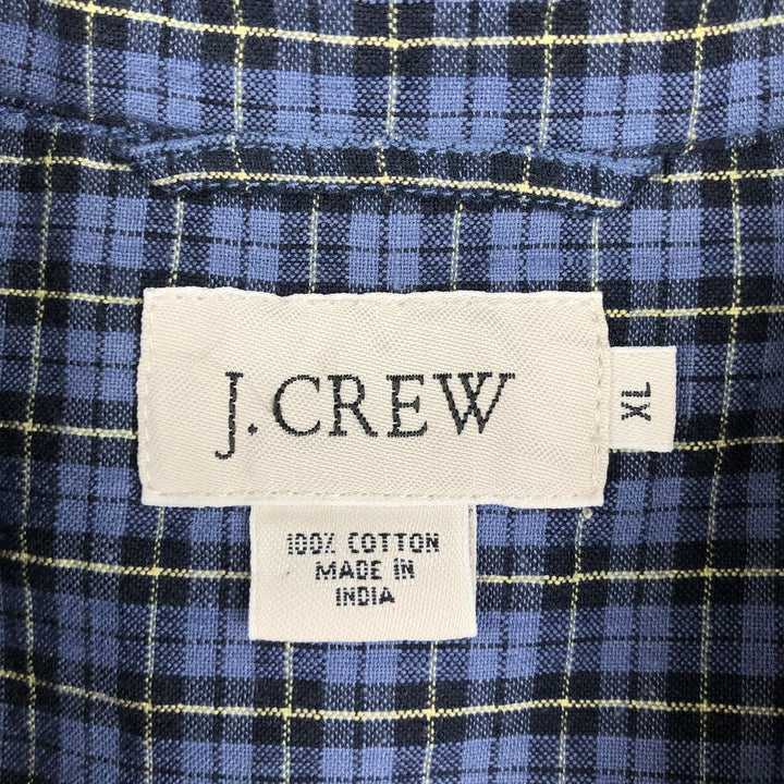 J.Crew Short-Sleeve Button-Down Check Shirt, Men's Size XL (approx.) cotton blue type Vintage Second Hand