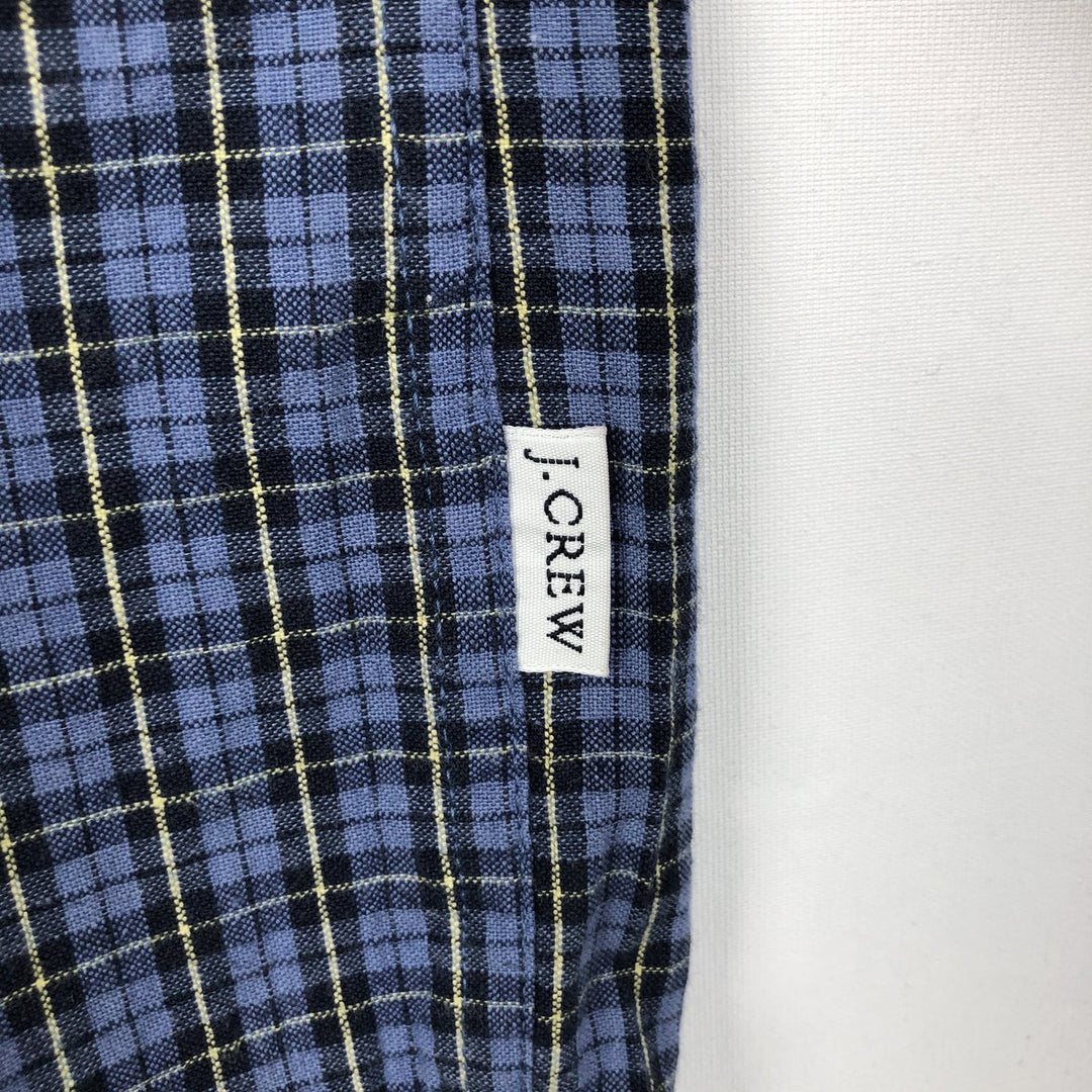 J.Crew Short-Sleeve Button-Down Check Shirt, Men's Size XL (approx.) cotton blue type Vintage Second Hand