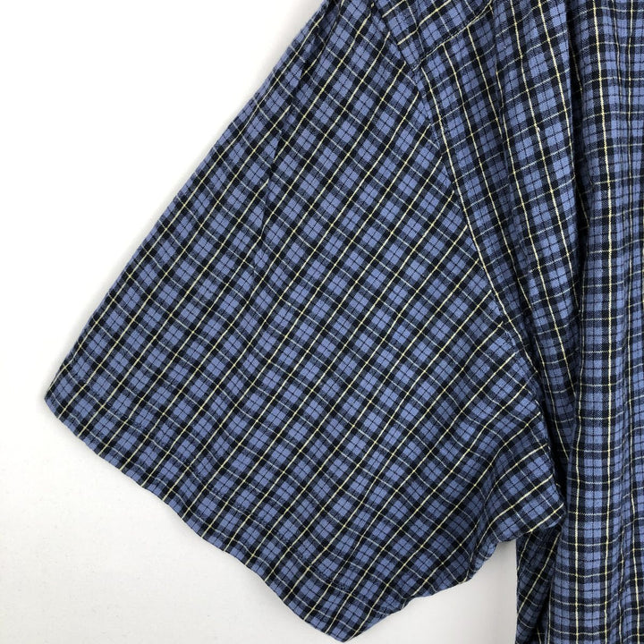 J.Crew Short-Sleeve Button-Down Check Shirt, Men's Size XL (approx.) cotton blue type Vintage Second Hand