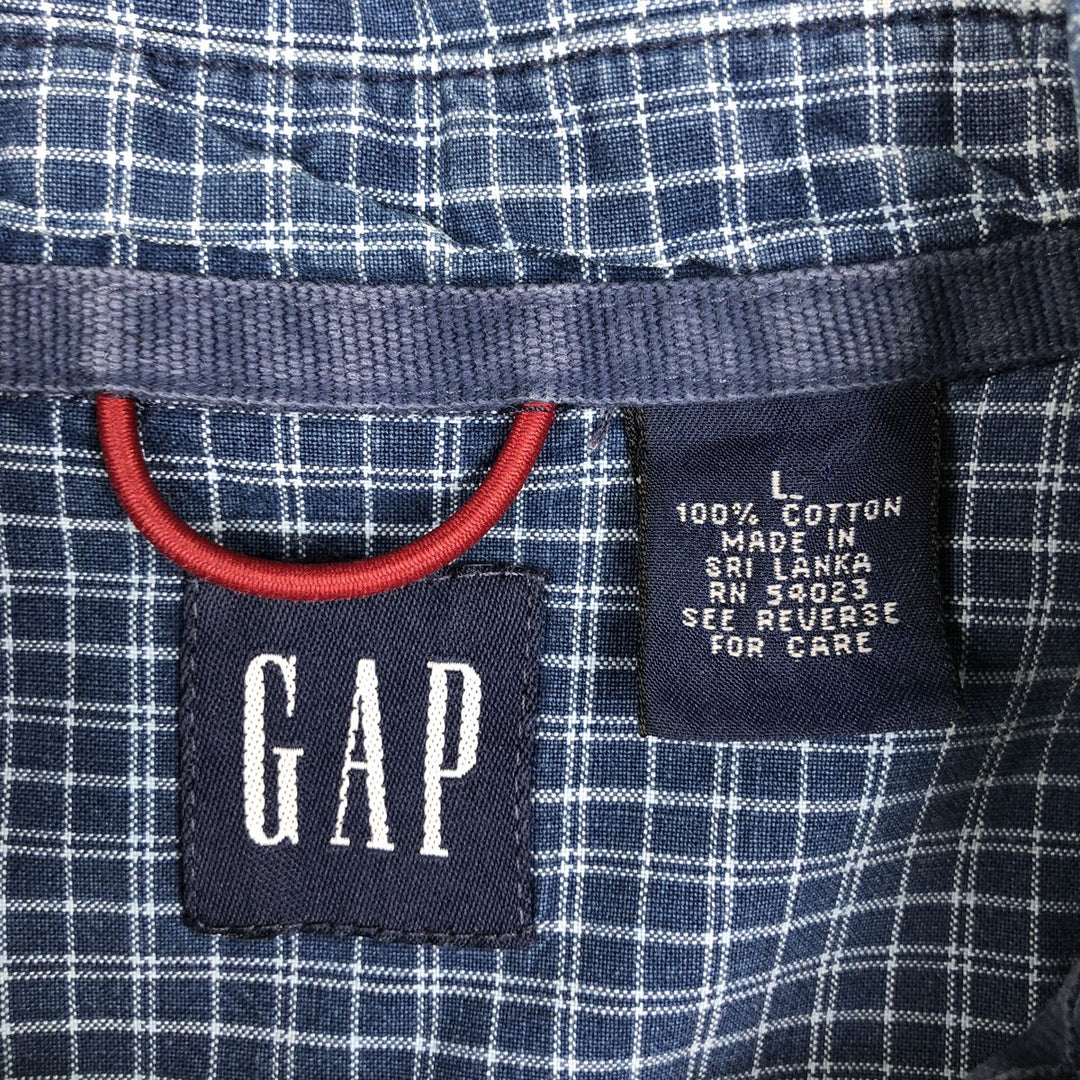 90'S GAP Old Gap Short Sleeve Button Down Check Shirt Men's L Size Vintage cotton blue type Vintage Second Hand