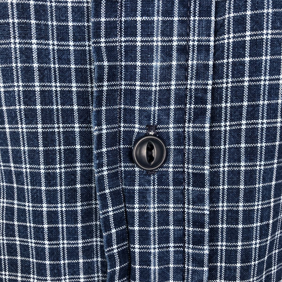 90'S GAP Old Gap Short Sleeve Button Down Check Shirt Men's L Size Vintage cotton blue type Vintage Second Hand