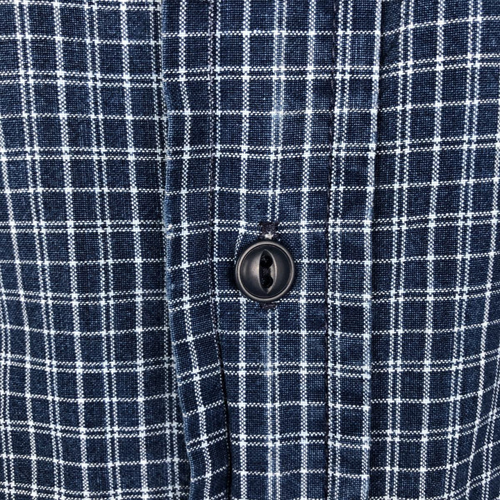 90'S GAP Old Gap Short Sleeve Button Down Check Shirt Men's L Size Vintage cotton blue type Vintage Second Hand