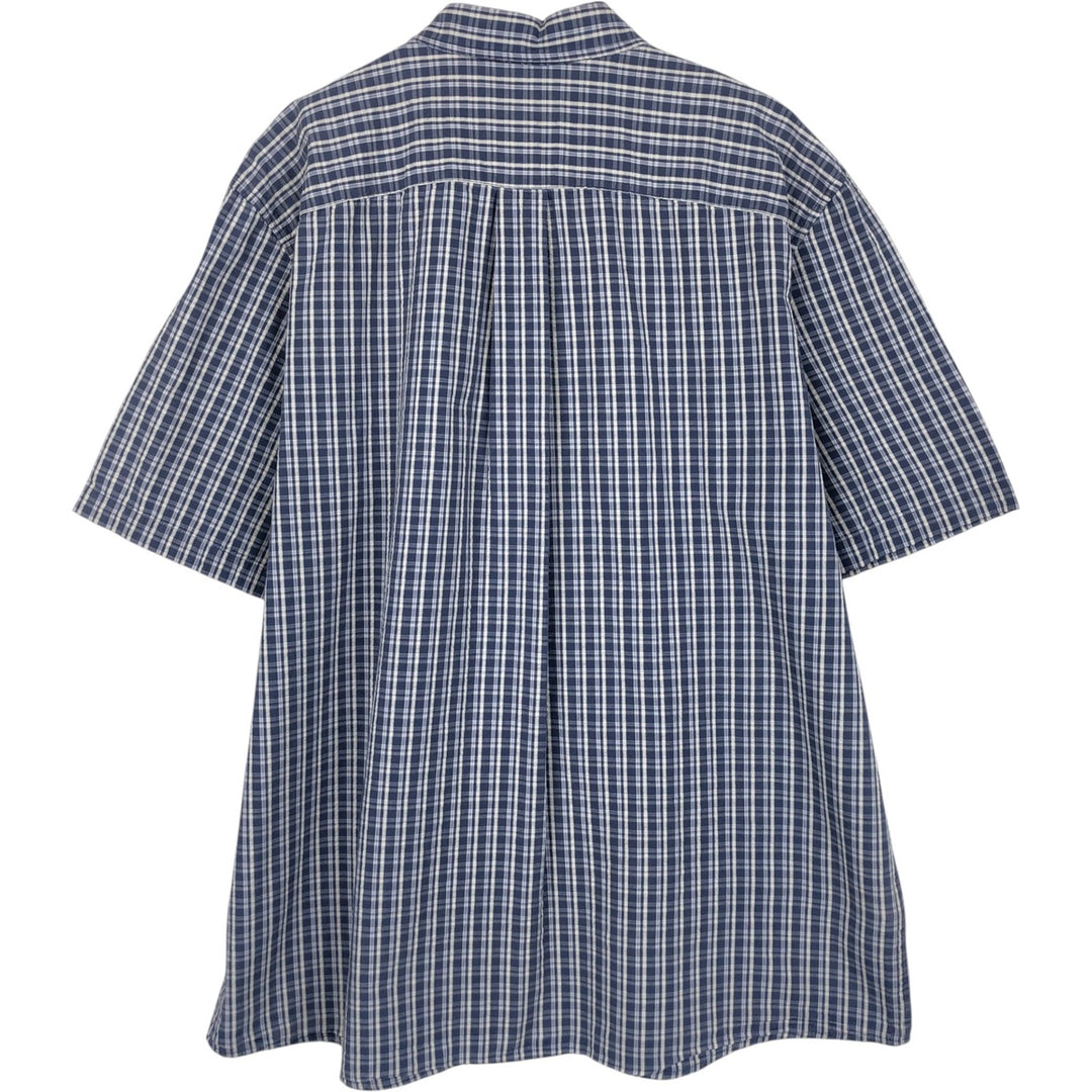 Eddie Bauer seersucker short-sleeved cotton check shirt, men's size XL. cotton blue type Vintage Second Hand