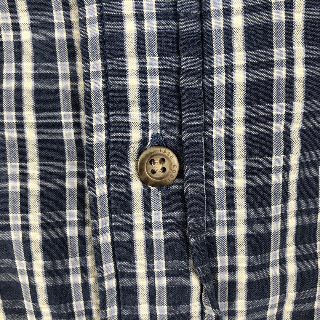 Eddie Bauer seersucker short-sleeved cotton check shirt, men's size XL. cotton blue type Vintage Second Hand