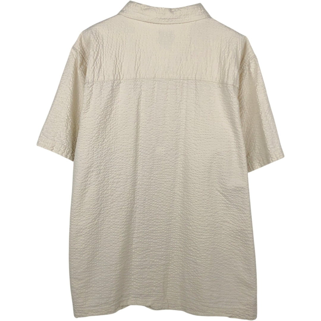 2000'S GAP Seersucker Short-Sleeve Open-Collar Cotton Shirt, Boxy Fit, Men's Size XL cotton unbleached Vintage Second Hand