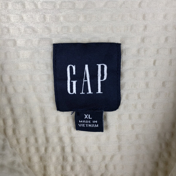 2000'S GAP Seersucker Short-Sleeve Open-Collar Cotton Shirt, Boxy Fit, Men's Size XL cotton unbleached Vintage Second Hand