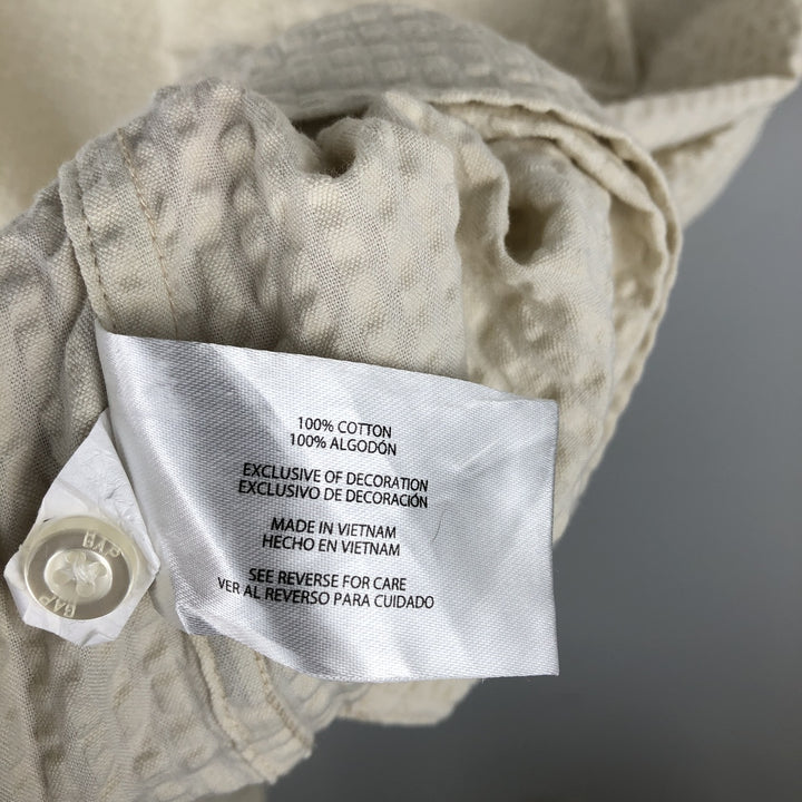 2000'S GAP Seersucker Short-Sleeve Open-Collar Cotton Shirt, Boxy Fit, Men's Size XL cotton unbleached Vintage Second Hand