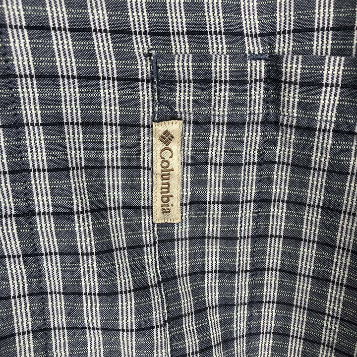 90s-00'S Columbia Short Sleeve Cotton Check Shirt Box Shirt Men's L Size Vintage cotton navy blue type Vintage Second Hand