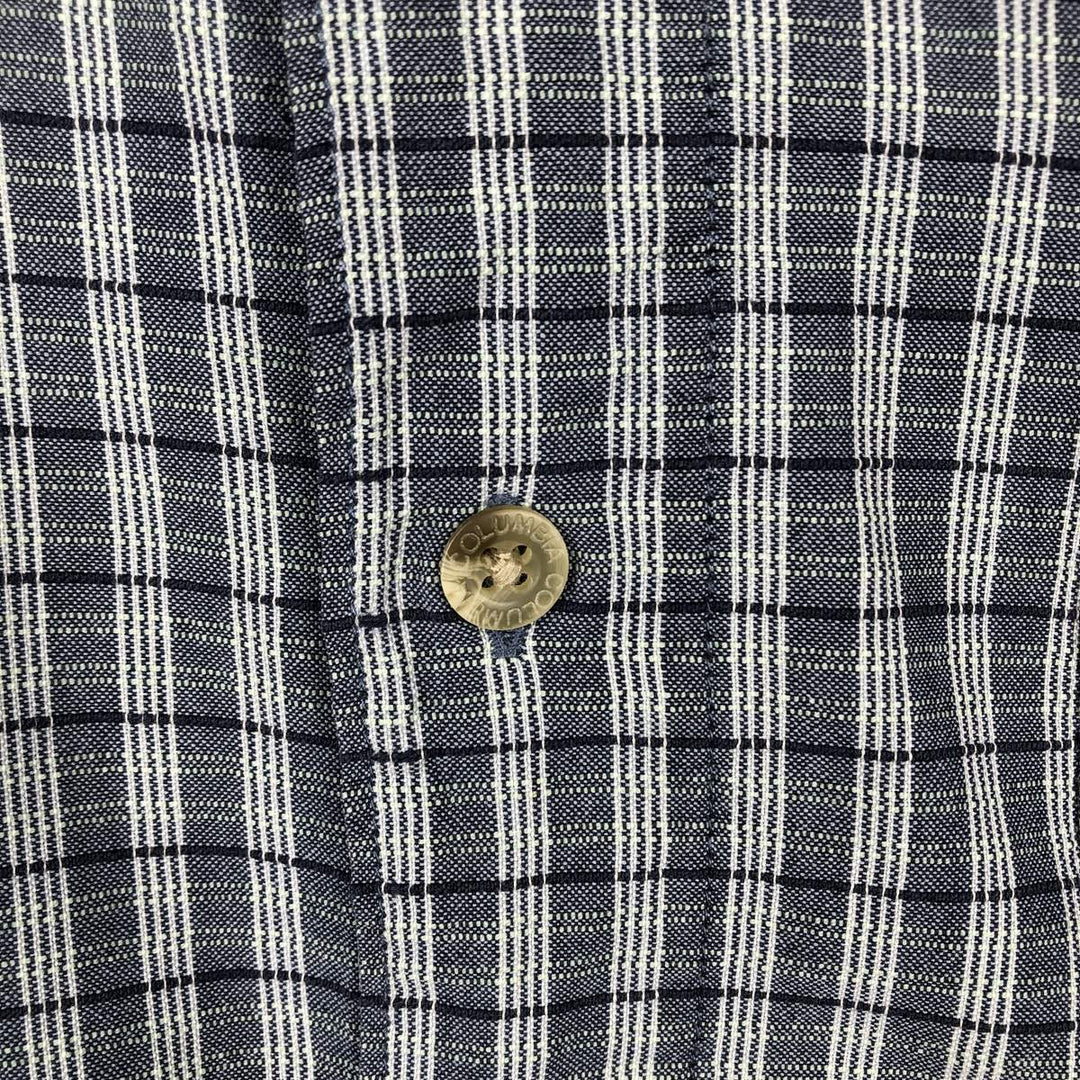 90s-00'S Columbia Short Sleeve Cotton Check Shirt Box Shirt Men's L Size Vintage cotton navy blue type Vintage Second Hand