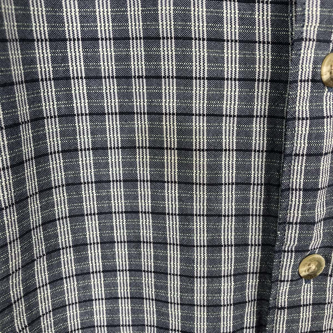 90s-00'S Columbia Short Sleeve Cotton Check Shirt Box Shirt Men's L Size Vintage cotton navy blue type Vintage Second Hand