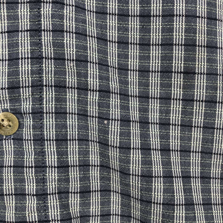90s-00'S Columbia Short Sleeve Cotton Check Shirt Box Shirt Men's L Size Vintage cotton navy blue type Vintage Second Hand