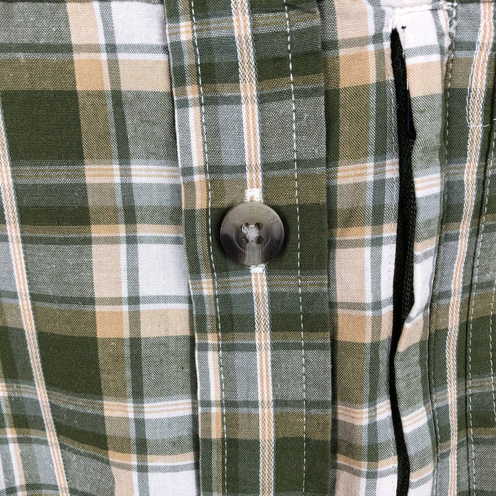 90s-00'S L.L.Bean Short-Sleeve Cotton Check Shirt, Boxy Shirt, Men's Size XL (Equivalent), Vintage cotton Khaki type Vintage Second Hand