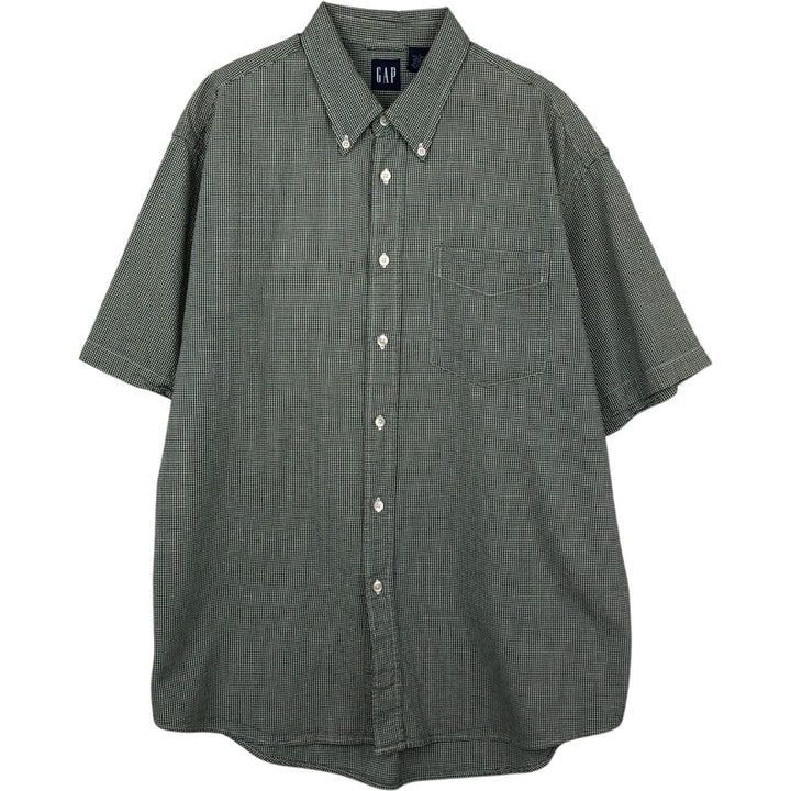90'S GAP Old Gap Seersucker Short-Sleeve Button-Down Check Shirt Men's Size L (approx.) Vintage cotton Green type dark green Vintage Second Hand