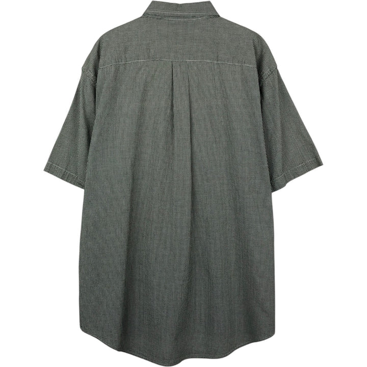 90'S GAP Old Gap Seersucker Short-Sleeve Button-Down Check Shirt Men's Size L (approx.) Vintage cotton Green type dark green Vintage Second Hand