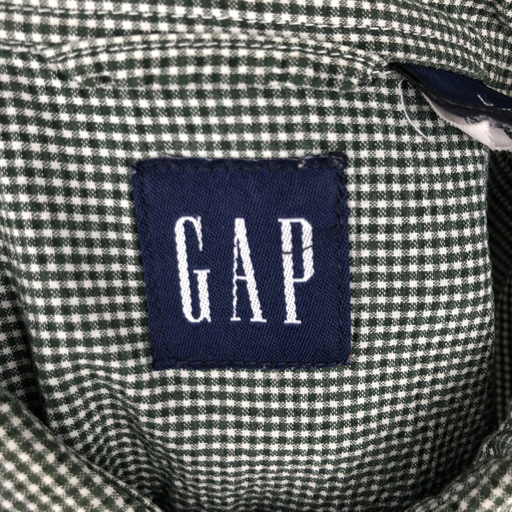 90'S GAP Old Gap Seersucker Short-Sleeve Button-Down Check Shirt Men's Size L (approx.) Vintage cotton Green type dark green Vintage Second Hand