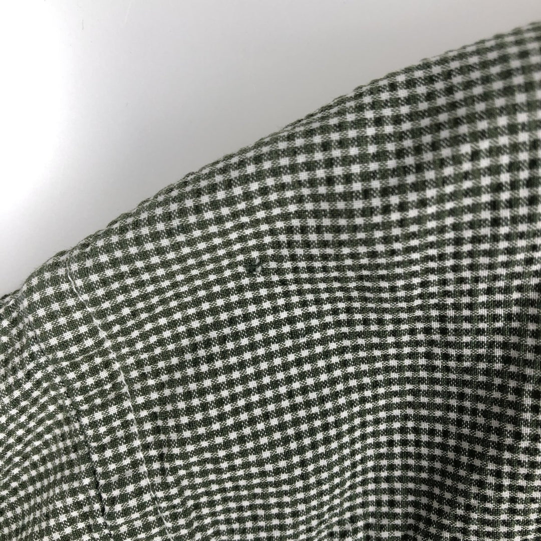 90'S GAP Old Gap Seersucker Short-Sleeve Button-Down Check Shirt Men's Size L (approx.) Vintage cotton Green type dark green Vintage Second Hand