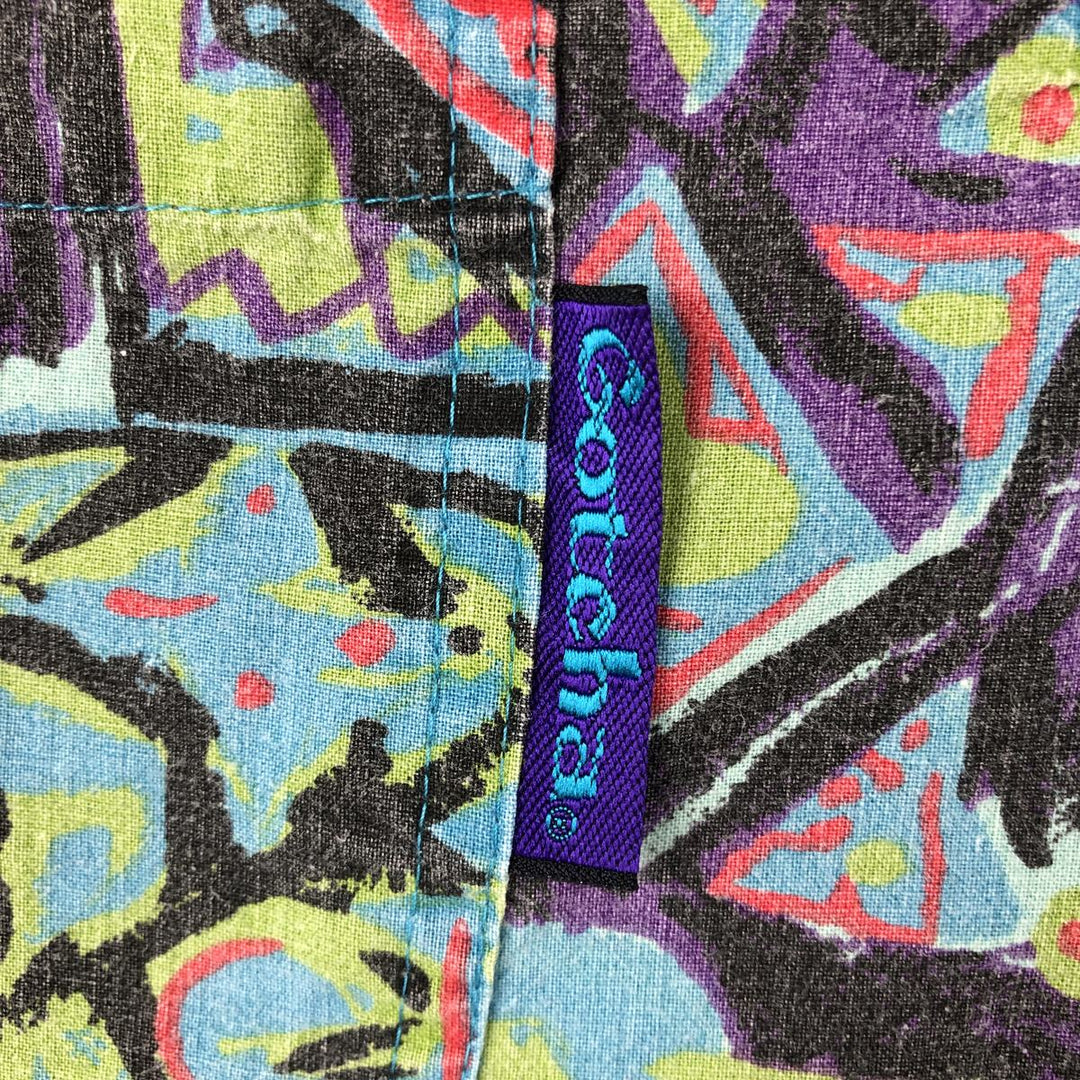 GOTCHA all-over print short-sleeved cotton shirt, made in USA, men's size S equivalent, vintage. cotton Blue type light blue Vintage Second Hand