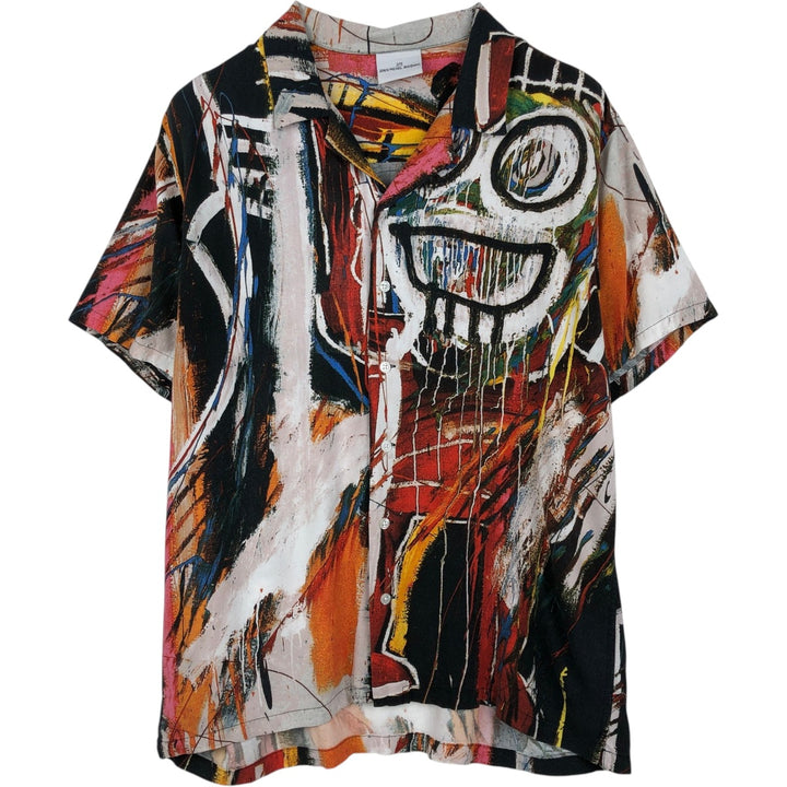 Ripple Junction Basquiat All-Over Print Short-Sleeve Open Collar Viscose Shirt Box Shirt Men's Size L Viscose black type Vintage Second Hand