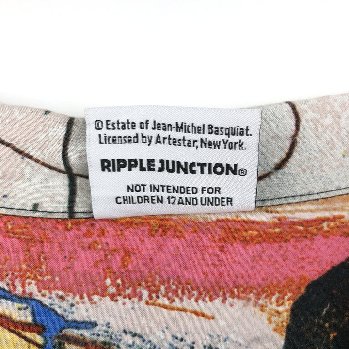 Ripple Junction Basquiat All-Over Print Short-Sleeve Open Collar Viscose Shirt Box Shirt Men's Size L Viscose black type Vintage Second Hand