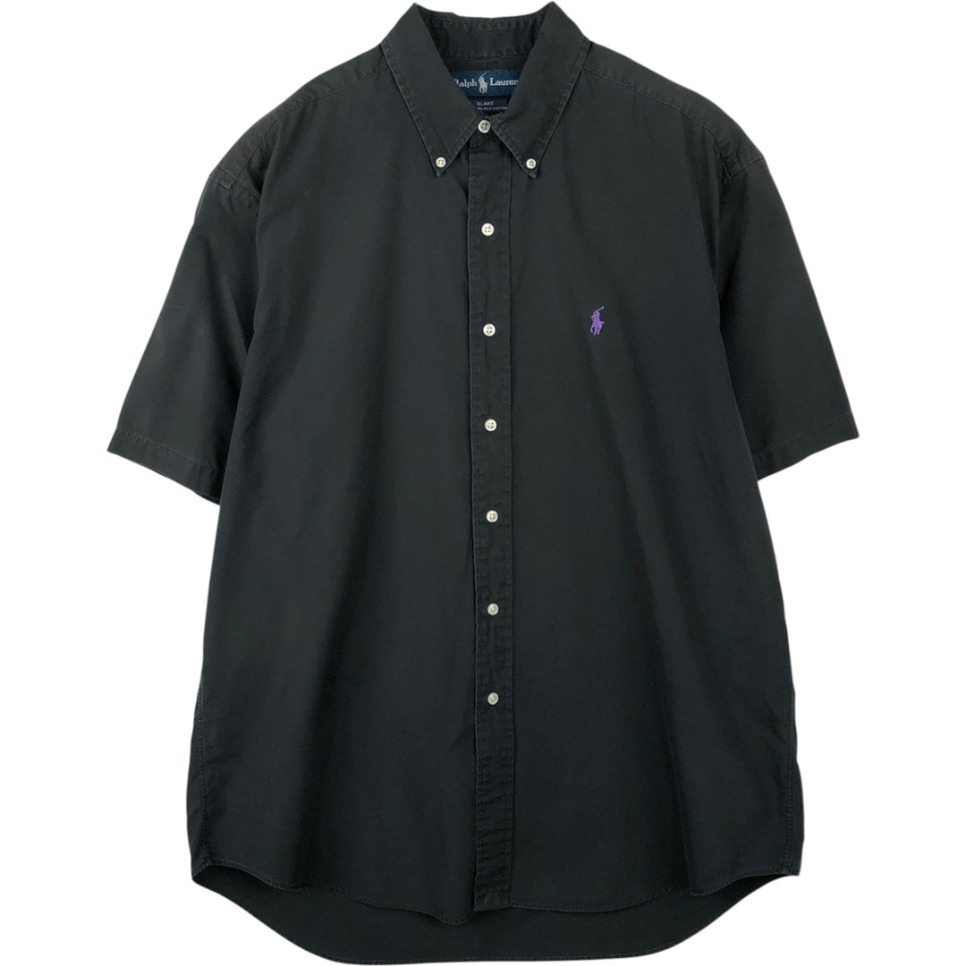 Ralph Lauren BLAKE short sleeve button down shirt, men's size L cotton black type Vintage Second Hand