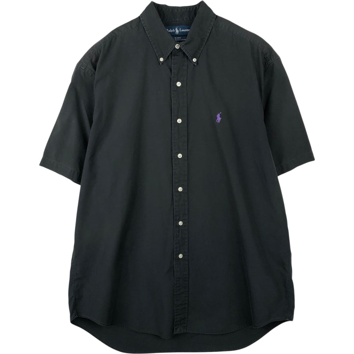 Ralph Lauren BLAKE short sleeve button down shirt, men's size L cotton black type Vintage Second Hand