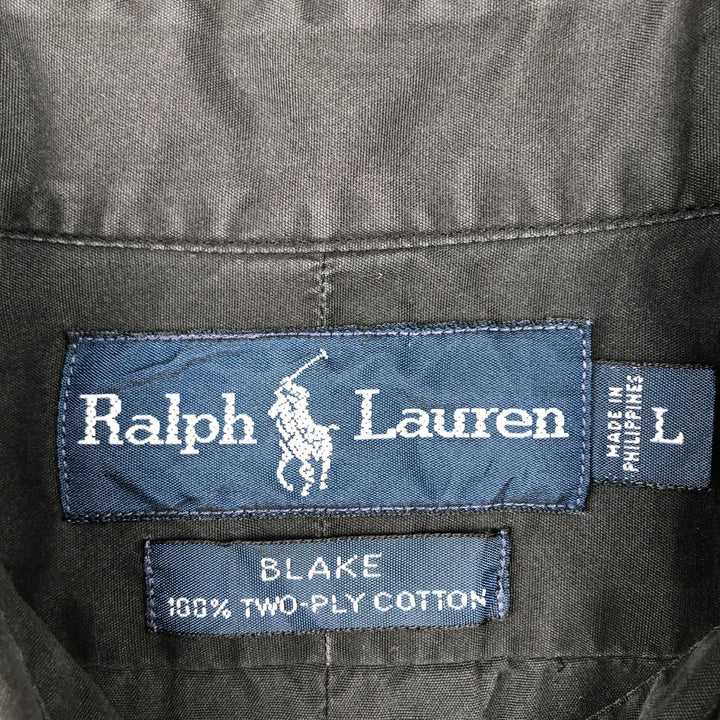 Ralph Lauren BLAKE short sleeve button down shirt, men's size L cotton black type Vintage Second Hand