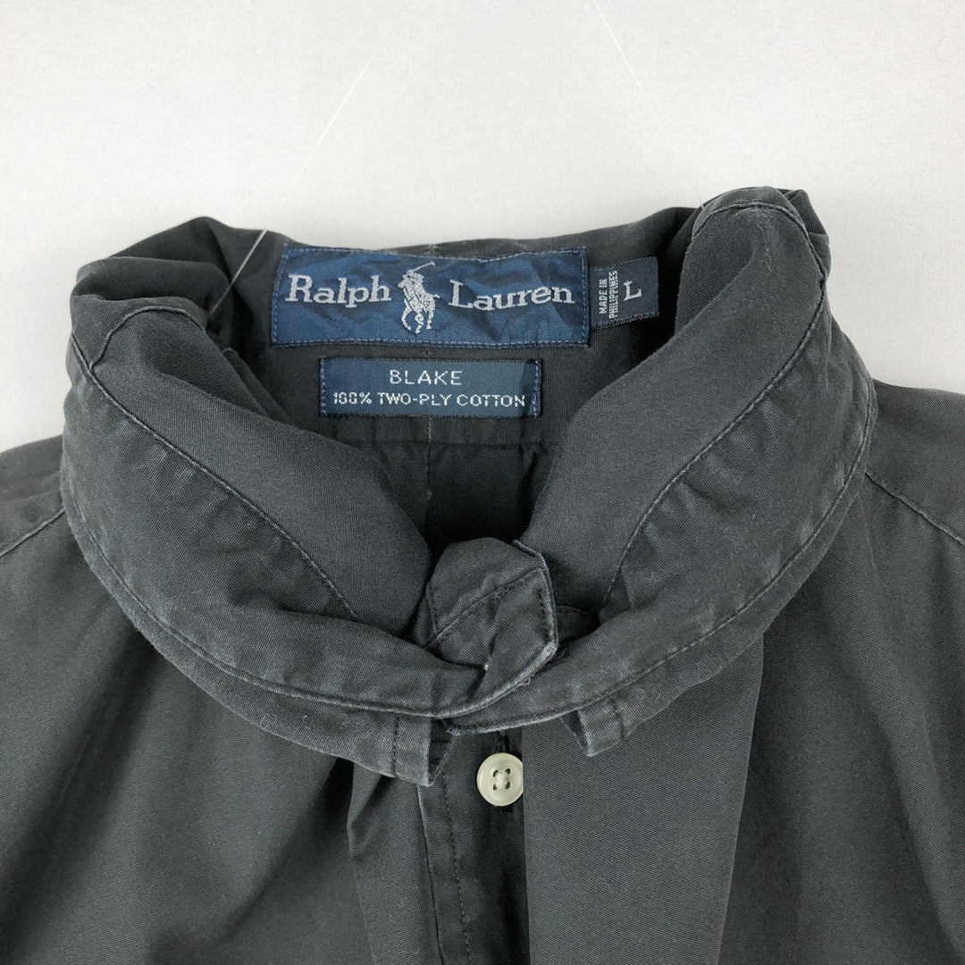 Ralph Lauren BLAKE short sleeve button down shirt, men's size L cotton black type Vintage Second Hand