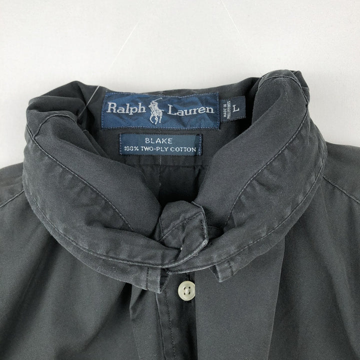 Ralph Lauren BLAKE short sleeve button down shirt, men's size L cotton black type Vintage Second Hand