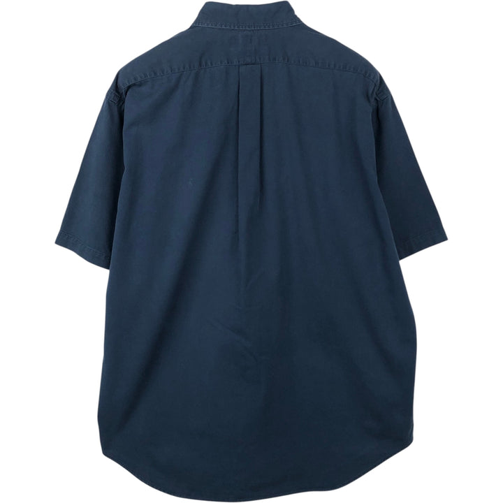 Ralph Lauren BLAIRE short sleeve button down shirt, men's size L cotton navy blue type Vintage Second Hand