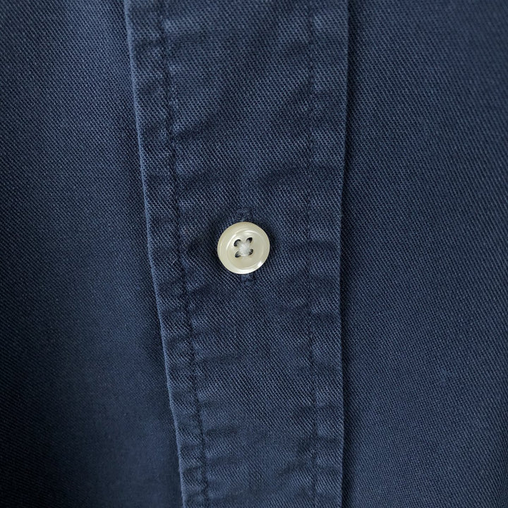 Ralph Lauren BLAIRE short sleeve button down shirt, men's size L cotton navy blue type Vintage Second Hand