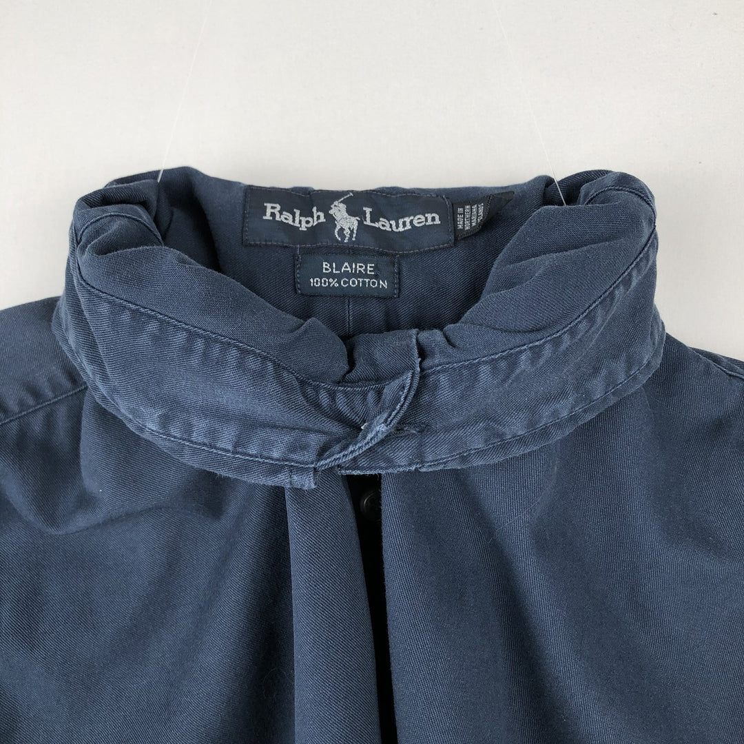Ralph Lauren BLAIRE short sleeve button down shirt, men's size L cotton navy blue type Vintage Second Hand