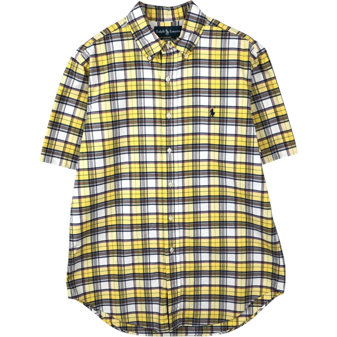 Ralph Lauren Classic Fit Short Sleeve Button Down Check Shirt Men's M cotton yellow type Vintage Second Hand