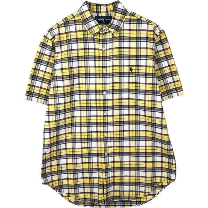 Ralph Lauren Classic Fit Short Sleeve Button Down Check Shirt Men's M cotton yellow type Vintage Second Hand
