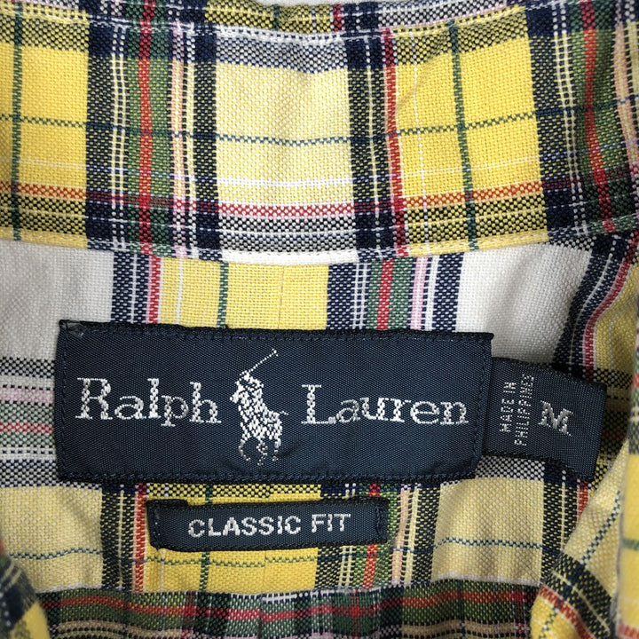 Ralph Lauren Classic Fit Short Sleeve Button Down Check Shirt Men's M cotton yellow type Vintage Second Hand
