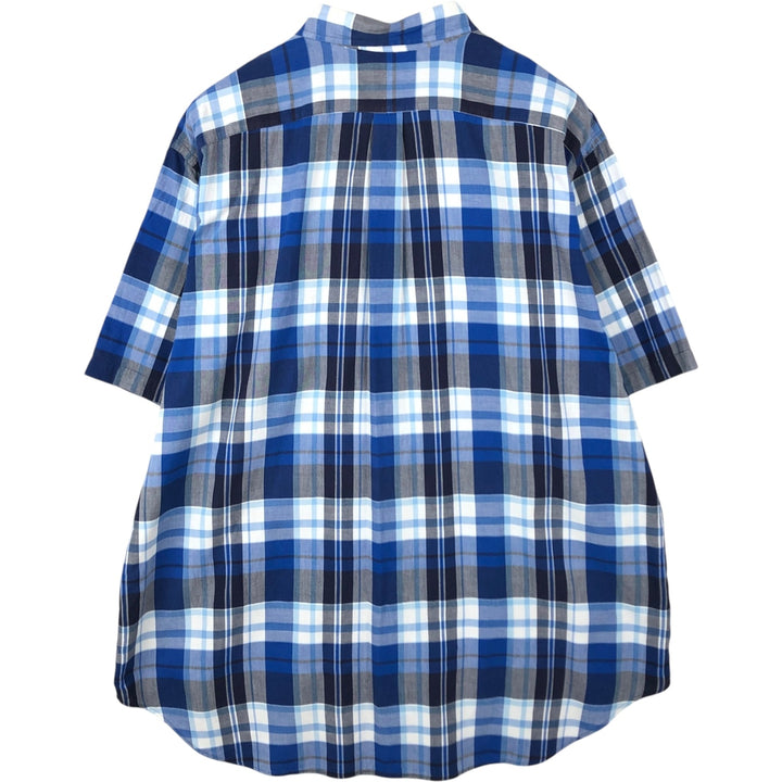 Ralph Lauren Classic Fit short sleeve button down check shirt for men, size XXL cotton blue type Vintage Second Hand