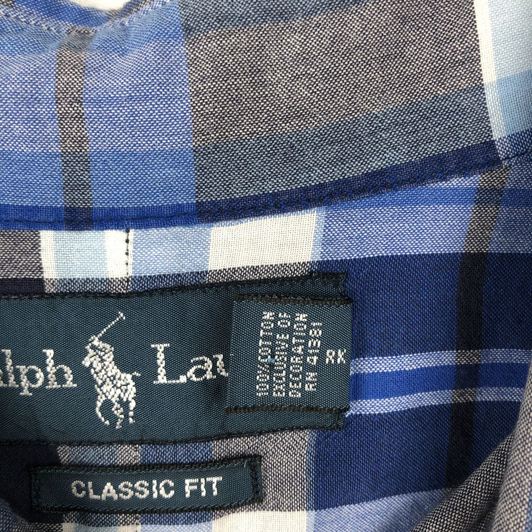 Ralph Lauren Classic Fit short sleeve button down check shirt for men, size XXL cotton blue type Vintage Second Hand