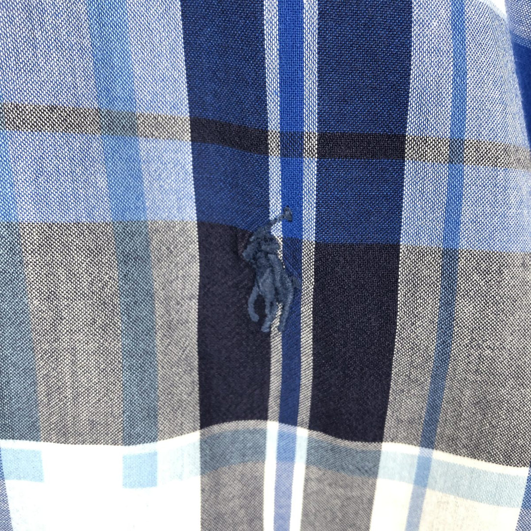 Ralph Lauren Classic Fit short sleeve button down check shirt for men, size XXL cotton blue type Vintage Second Hand