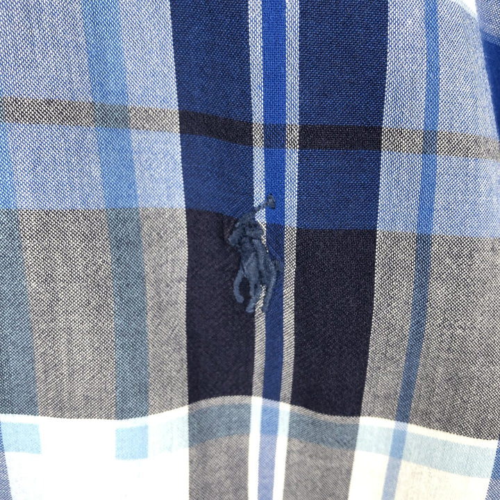 Ralph Lauren Classic Fit short sleeve button down check shirt for men, size XXL cotton blue type Vintage Second Hand