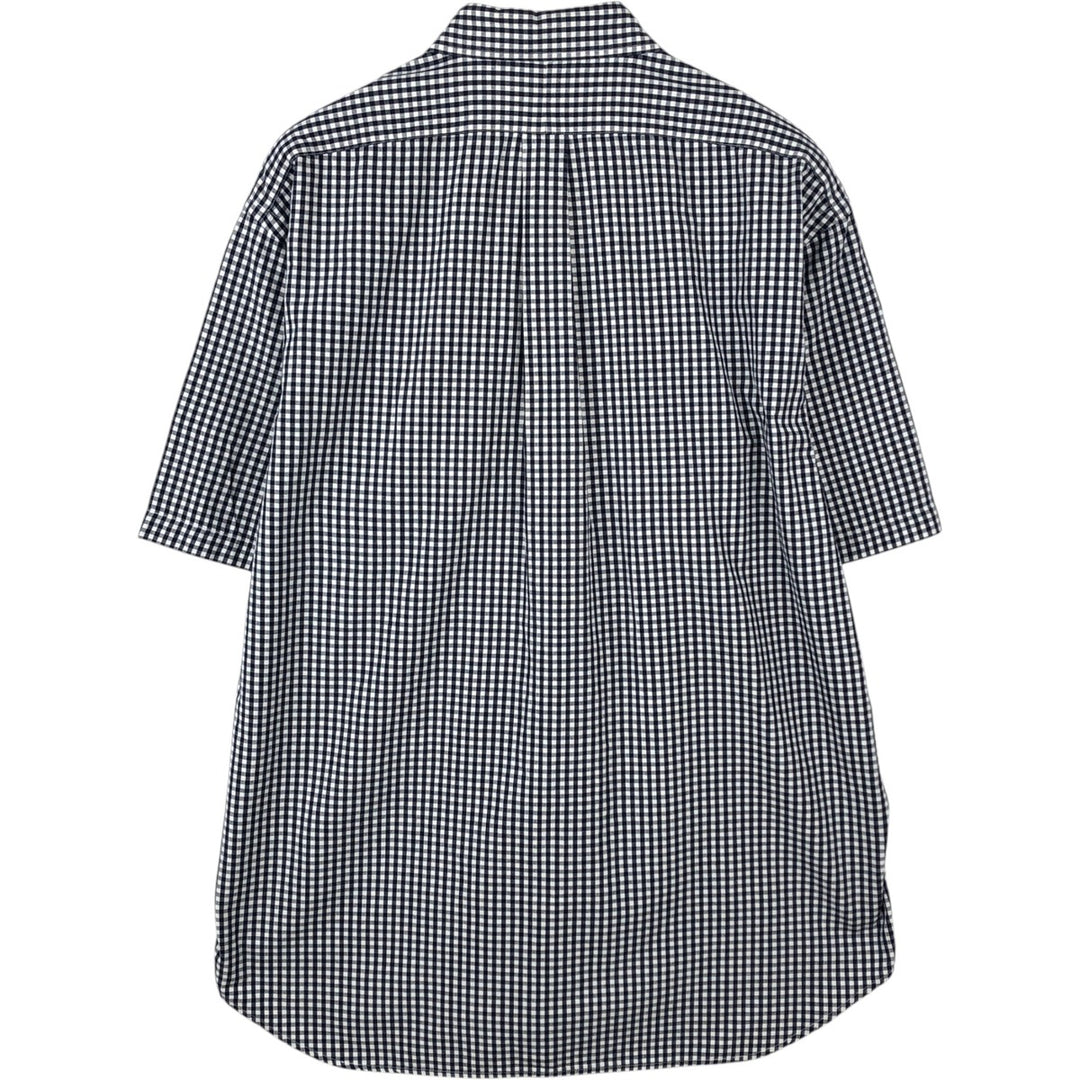 Ralph Lauren GOLF Polo Golf TILDEN Gingham Check Short-Sleeve Button-Down Check Shirt, Men's Size L (approx.) cotton navy blue type Vintage Second Hand