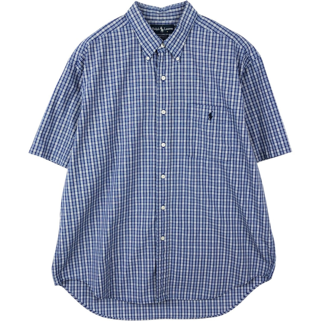 Ralph Lauren BARTLETT short sleeve button down check shirt, men's XL size cotton blue type Vintage Second Hand