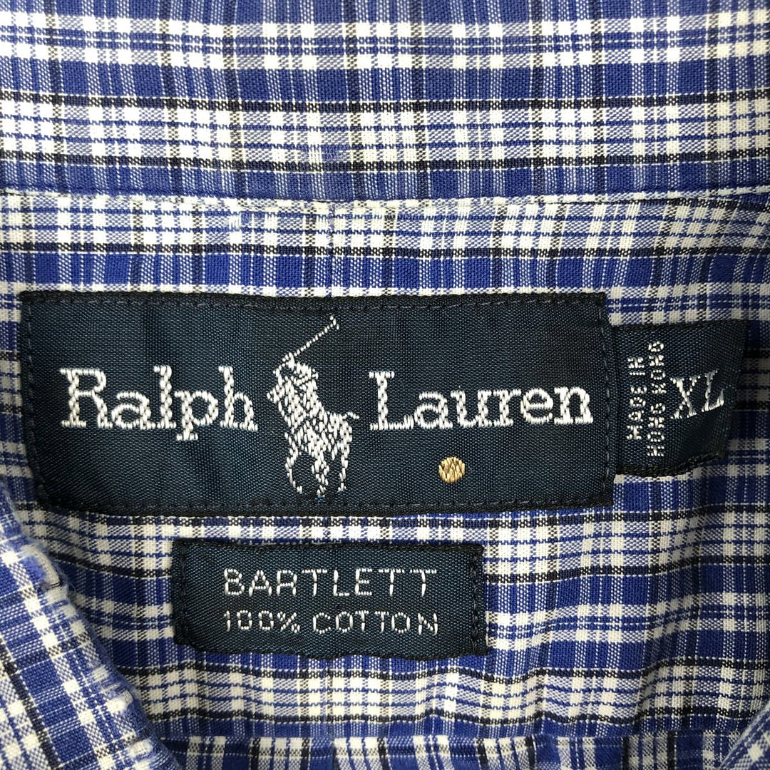 Ralph Lauren BARTLETT short sleeve button down check shirt, men's XL size cotton blue type Vintage Second Hand
