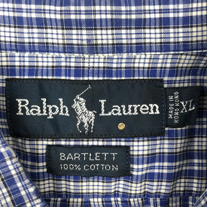 Ralph Lauren BARTLETT short sleeve button down check shirt, men's XL size cotton blue type Vintage Second Hand