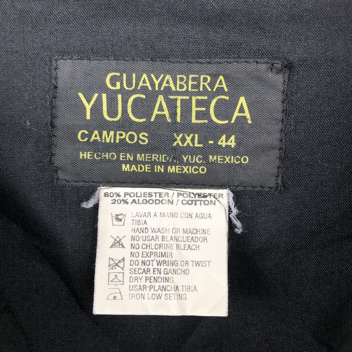 GUAYABERA YUCATECA CAMPOS Short-Sleeve Open Collar Mexican Shirt Cuban Shirt Box Shirt Men's XXL Equivalent polyester black type Vintage Second Hand