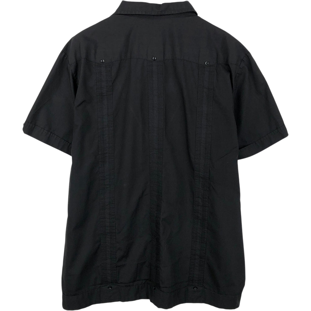 The Havanera Co. Short Sleeve Open Collar Mexican Shirt, Cuban Shirt, Boxy Shirt, Men's Size XL polyester black type Vintage Second Hand